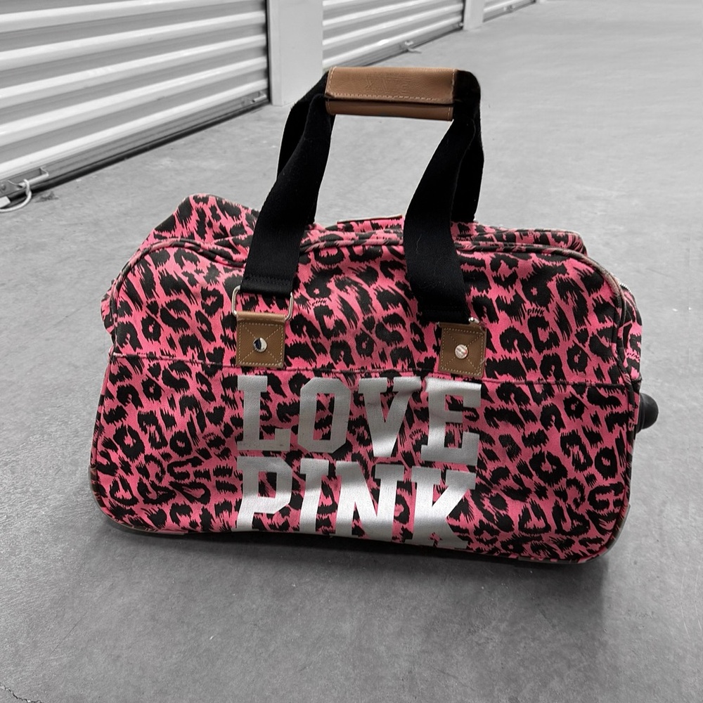 PINK Victoria's Secret Women's Leopard Print Duffel Bag Suitcase